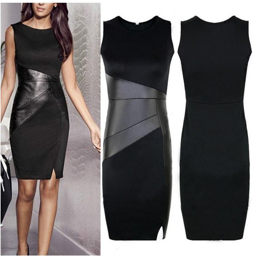 Black Sheath Pencil Dress Knee Length Sleeveless Midi Work Dress Shopee Singapore