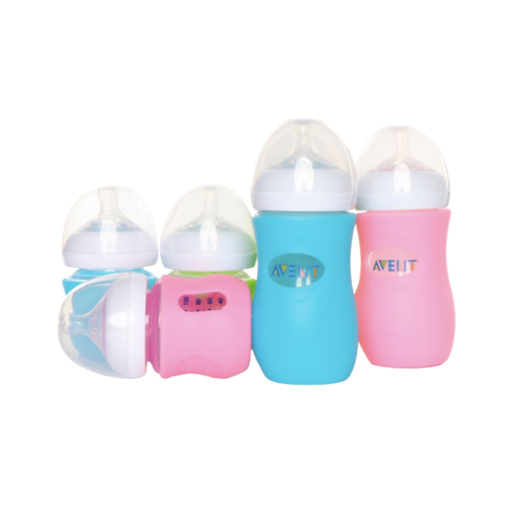 Sippy Cup 4oz, 8oz Silicone Sleeves For Avent Glass Baby Bottles A
