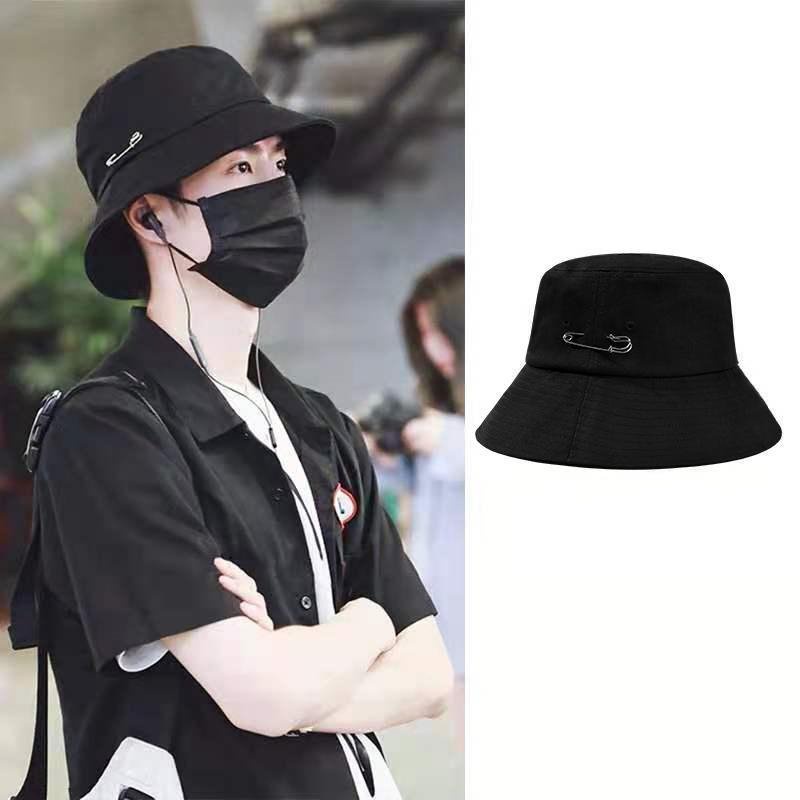 Bucket Hat Fashion Pin Black Hat Unisex Summer Sun Hat Outdoor Hat Shopee Singapore