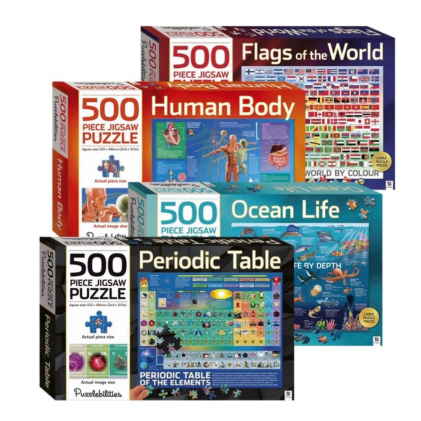 500-piece Jigsaw Puzzle (Puzzlebilities): World Map• Flags of the World ...