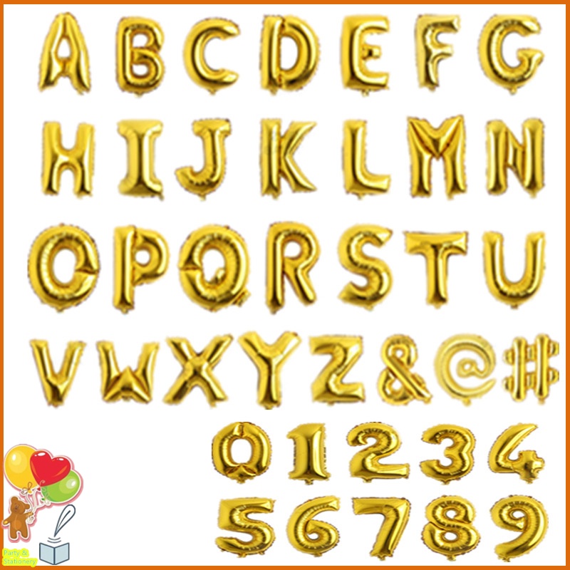 16inch Number Letter Alphabet Foil Balloons Gold Number Balloon for ...