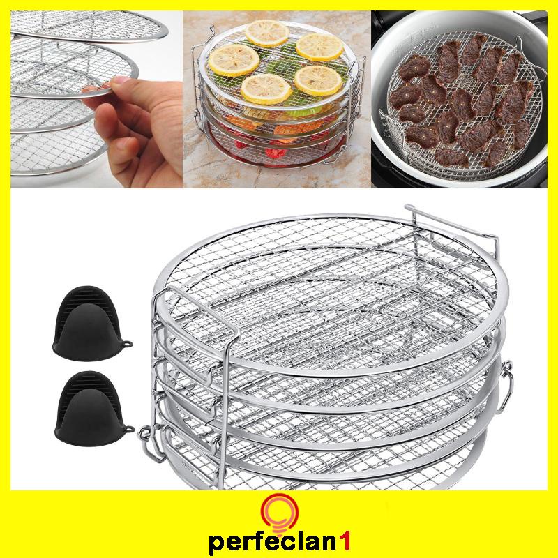 [hot!] 5 Layer Air Fryer Accessories Rack Fryer Basket Grill Pot Pizza 