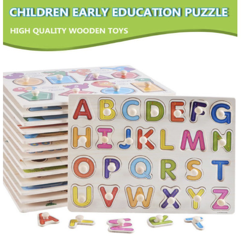 Wooden Peg Board Early Learning Wooden Toys Geometric Shapes Children Cartoon Animal Kids Baby Hand Grasp Jigsaw Puzzle