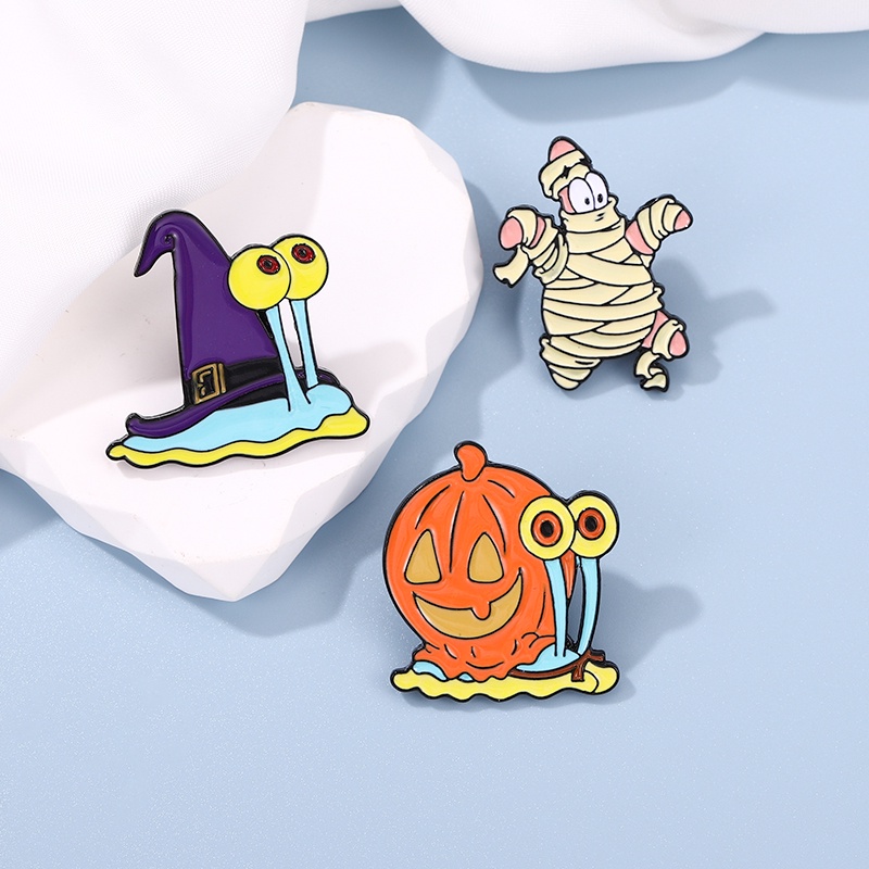 Funny Anime SpongeBob Enamel Pin Cute Snail Patrick Star Brooch Badges ...