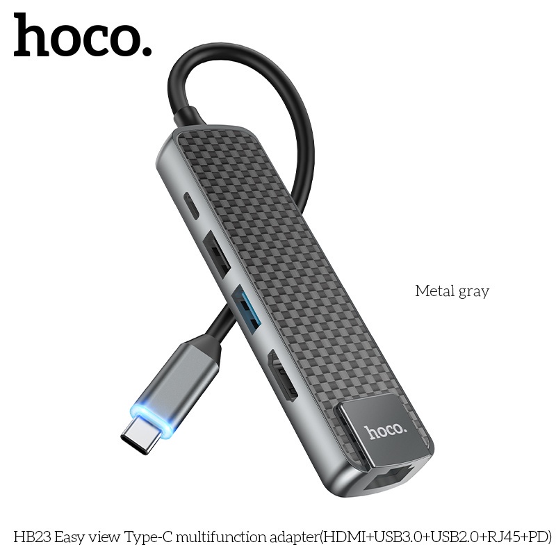 HOCO HB23 HB24 6-Port USB 3.0 Type C Compatible with HDMI RJ45 Video ...
