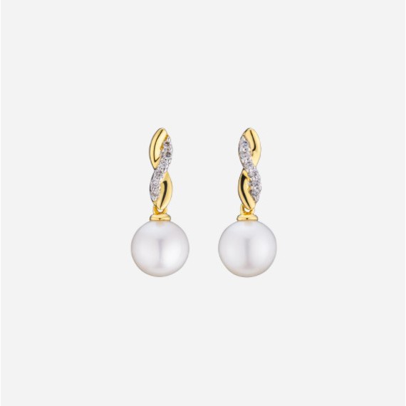 Poh Heng Jewellery 18K Diamond Twirl Pearl Earrings (Online Exclusive ...