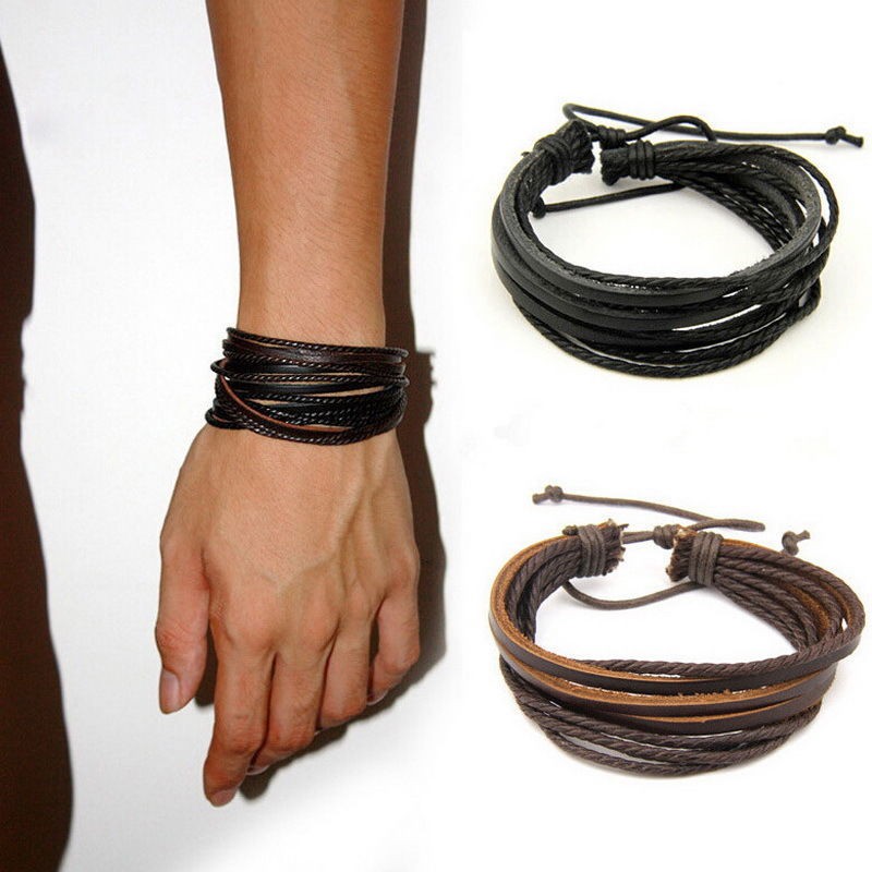 Real on sale leather bracelet