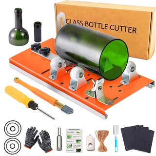 Glass Bottle Cutter Kit Bottle Cutter DIY Machine for Cutting Round Oval  Bottles and Mason Jars with Gloves Sanding Paper Fixing Rubber Ring and