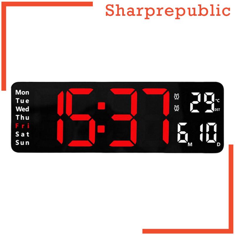 [Sharprepublic] Modern Digitals Wall Clock Calendar Adjustable Brightness NightStand Shopee