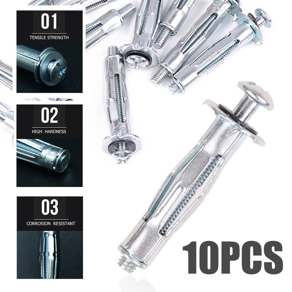 10 Pieces Hollow Metal Cavity Fixing Hollow Door Anchor For 0-5mm Door Extra Short Hollow Wall Anchors Aluminium Cladding Sheet Steel Pipe, Iron Sheet, Hollow Plastic Sheet (8 * 16MM) In