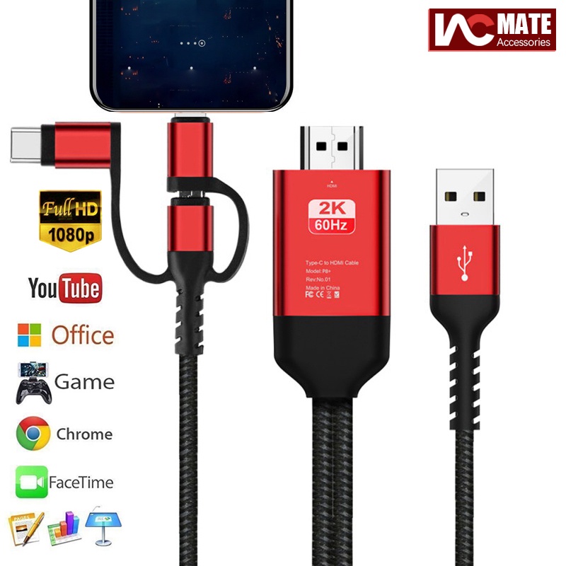 HDMI Cable, USB C to HDMI 1080P Universal Phone to TV HDMI Mirroring