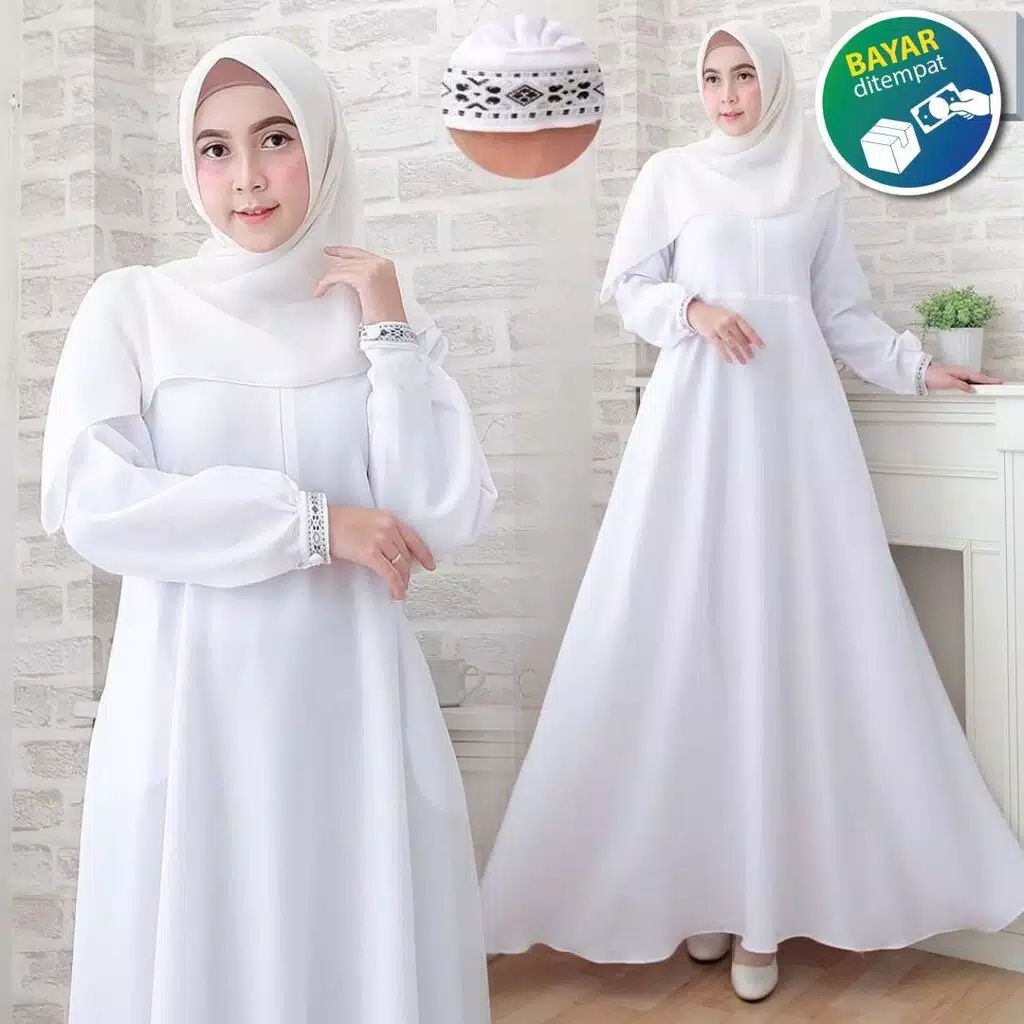 PUTIH Best Selling!! Maxi Gamis Maxy White Gamis Syari Gamis White ...