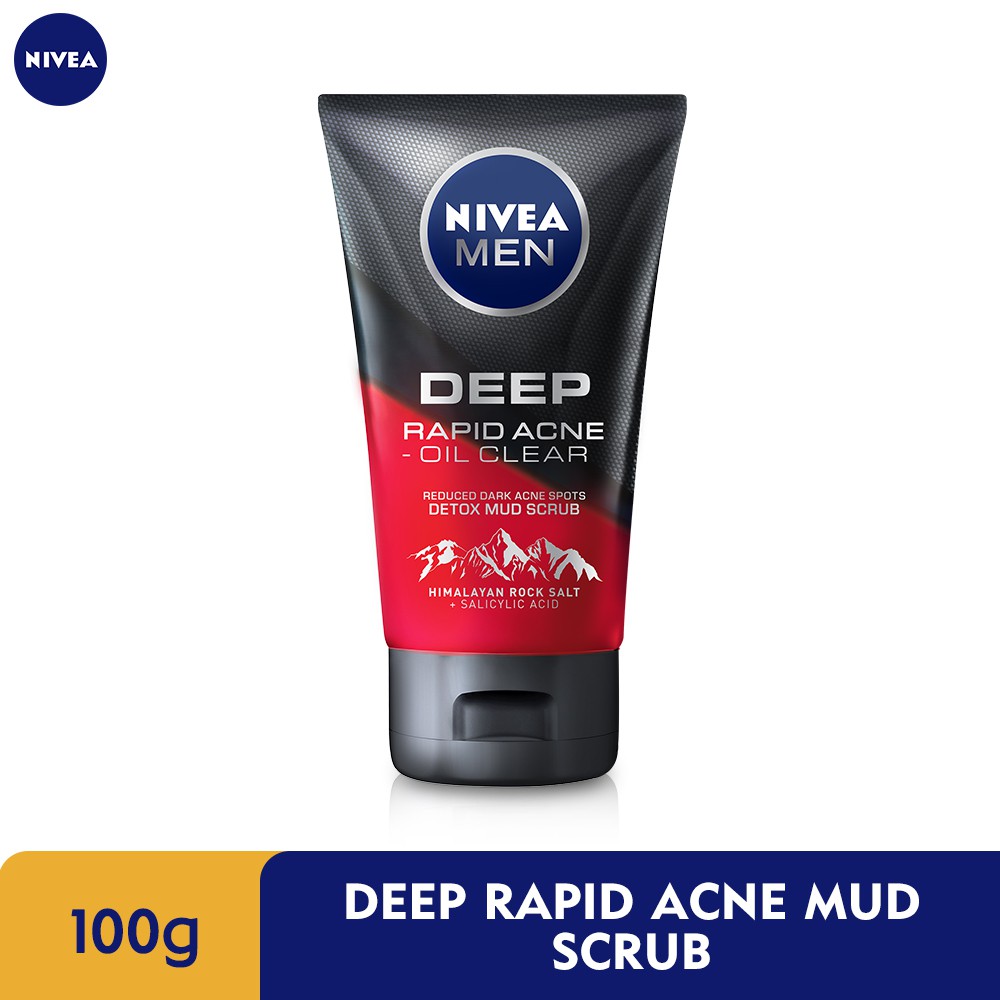 Nivea Men NFM DEEP Rapid Acne Oil Clear Detox Mud Scrub 100g | Shopee ...