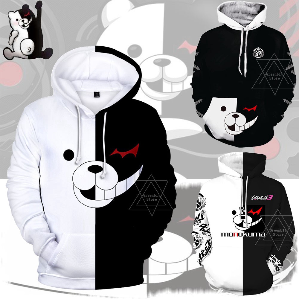 Ready to ship Men Student Clothing monokuma bear 3D Printed Danganronpa: Trigger Happy Havoc Hoodies