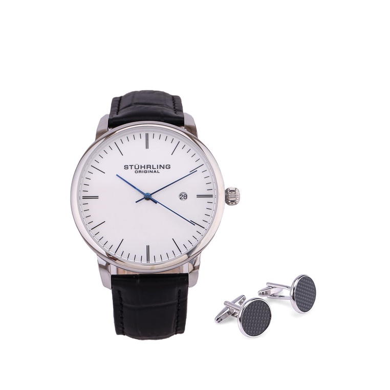 Stuhrling Original Symphony 3997 Quartz 34mm Watch Cufflinks Set Shopee Singapore