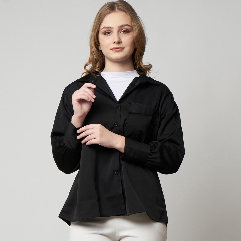 Monellina 601252 Kemeja Satin Wanita Lengan Panjang