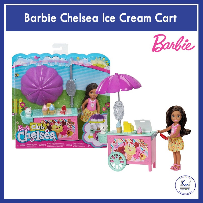 Barbie club chelsea ice cream cart doll & playset clearance
