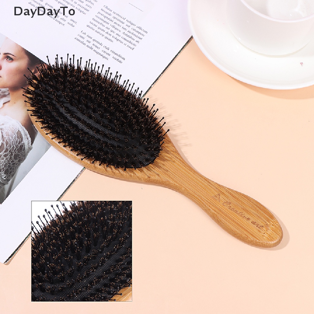 DayDayTo Hair Brush Handle Boar Bristle Beard Brush Comb Detangling