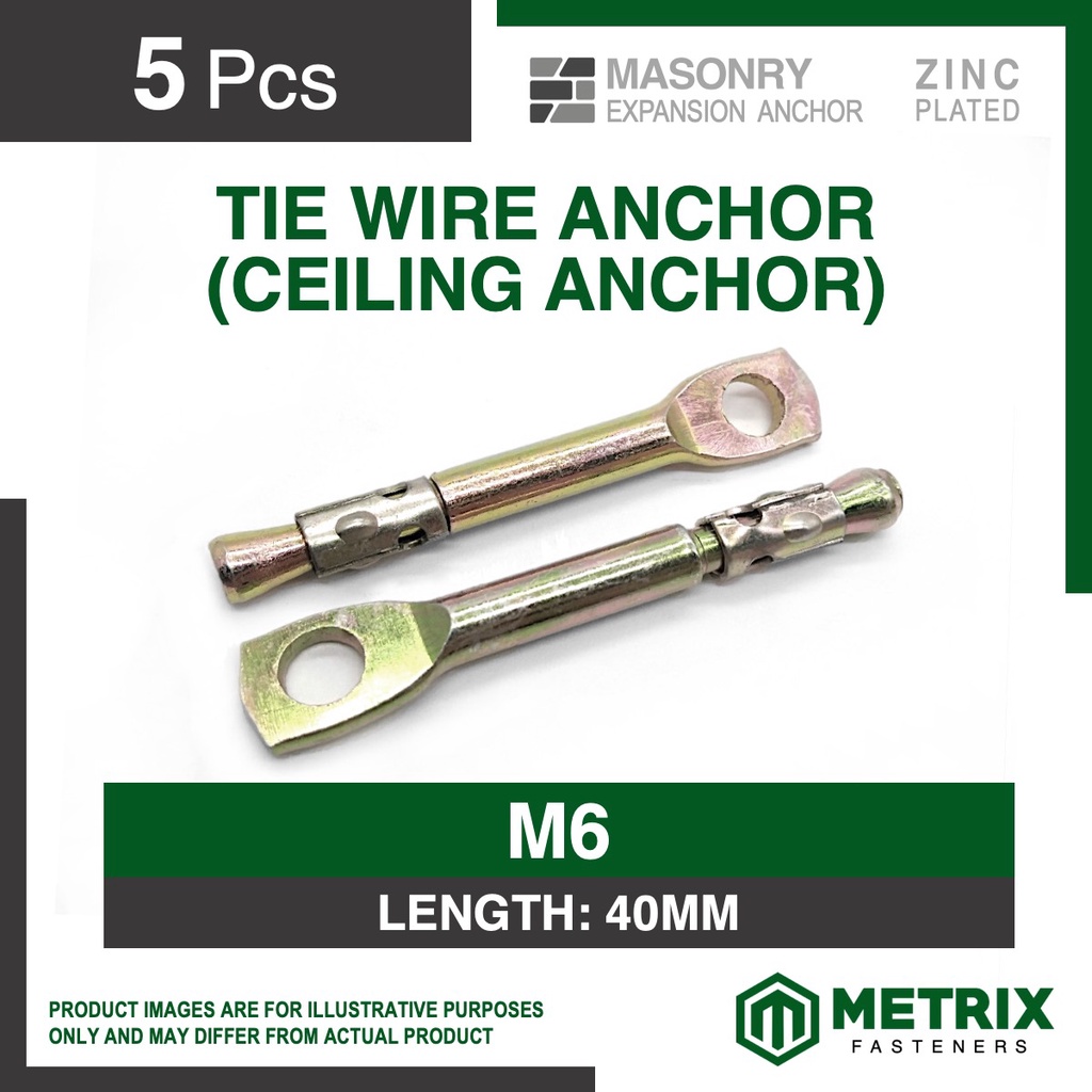 5pc Tie Wire Anchor / Ceiling Anchor / Wedge Eye Bolt / Expansion