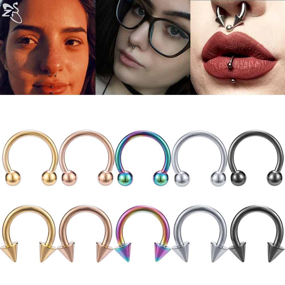Unisex Stainless Steel Nose Rings Spike Nose Piercings Helix Ear