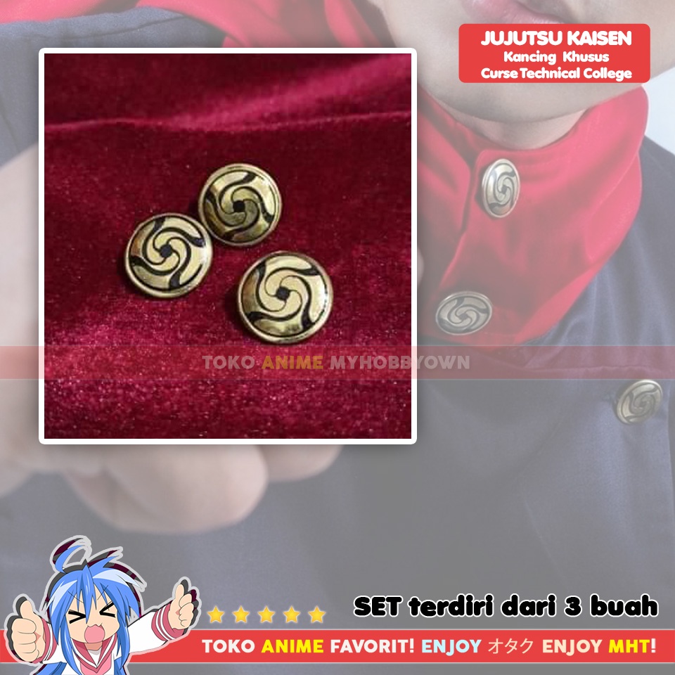 Gold Buttons Set 3pcs For Blazer Jacket Jujutsu Kaisen Itadori Yuji