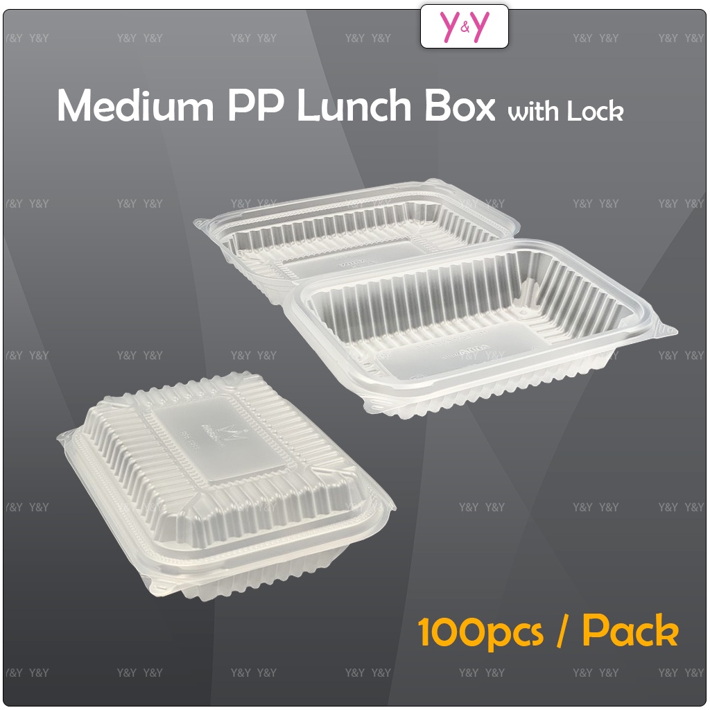 Medium PP Disposable Plastic Lunch Box 100pcs / Take Away Container ...