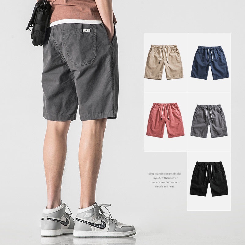 100% Cotton Men Shorts Korean Half Pants with Back Pocket Men's Clothing M-5XL