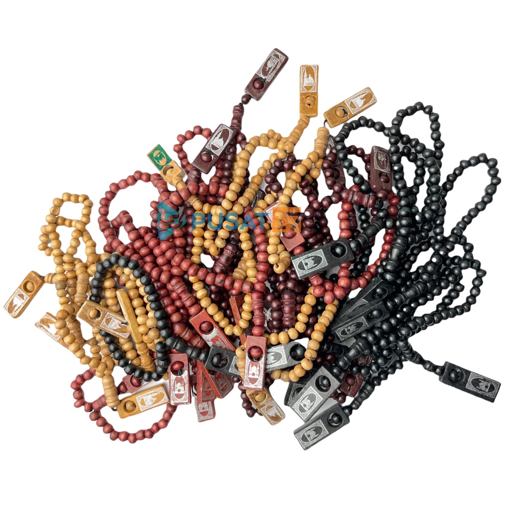 PUSAT17 TASBIH KAYU ISI 33PCS BUTIR / SOUVENIR HAJI UMROH / SOUVENIR PESTA PERNIKAHAN TASBEH TASBIH SHOLAT MUSLIM - Gambar 3