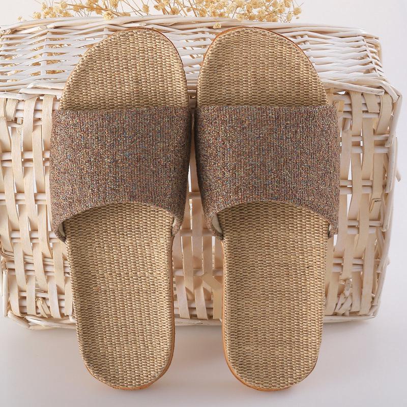 [In stock] Men's and women's casual indoor linen slippers | Shopee ...