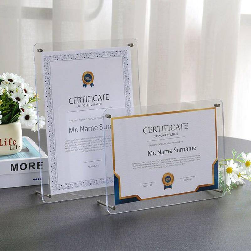 Acrylic photo frame crystal table mounted picture frame certificate ...