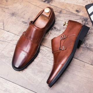 Big Size 38 48 Leather Men Formal Shoes Weddings Monk Strap Dress Business
