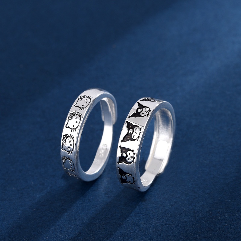 Fashion New White Copper Plated S925 Couple Ring Men and Women Cute ...