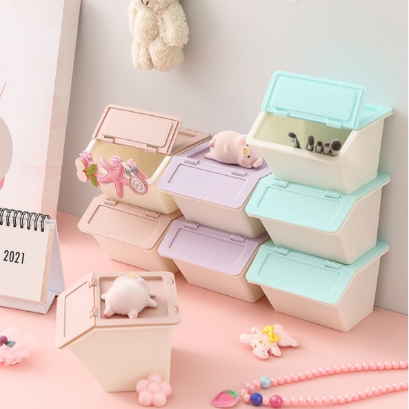 Table top Mini storage box Dormitory vanity dustproof shelving ...
