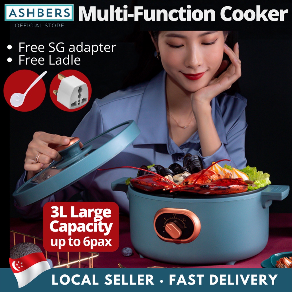 Multifunction Cooker, 3L Electric Hot Pot Steamboat. NonStick Allin