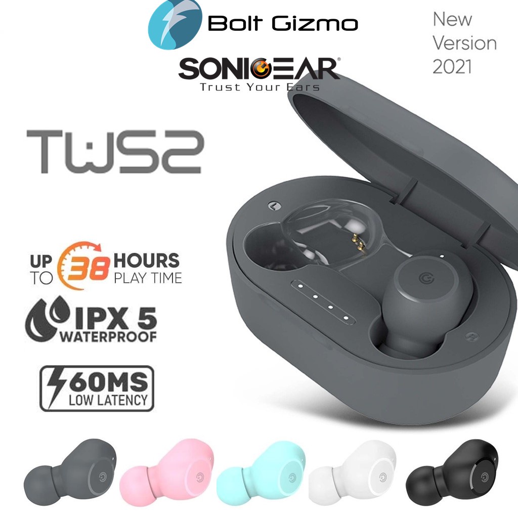 SonicGear Earpump TWS 2 Wireless Bluetooth 5.1 Earbuds Earphones with Microphone Shopee Singapore