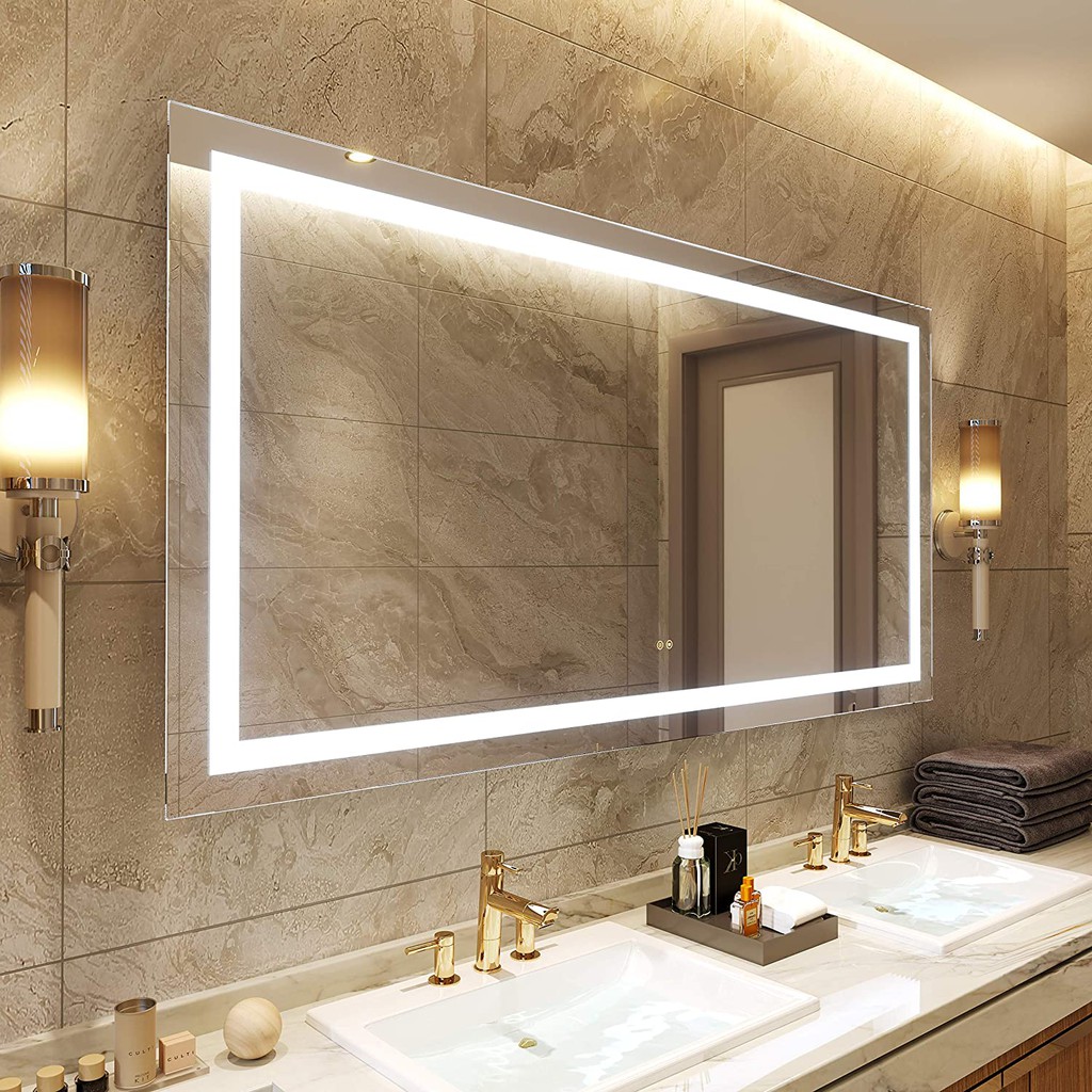 larger size led lighted bathroom mirrors wall mounted white light