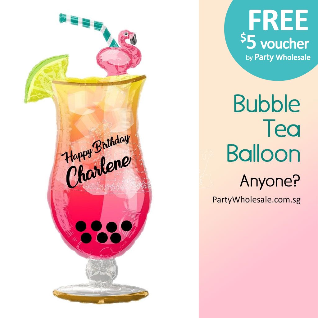 [SG SELLER] Customised Bubble Tea Helium Balloon Flamingle Tropical ...