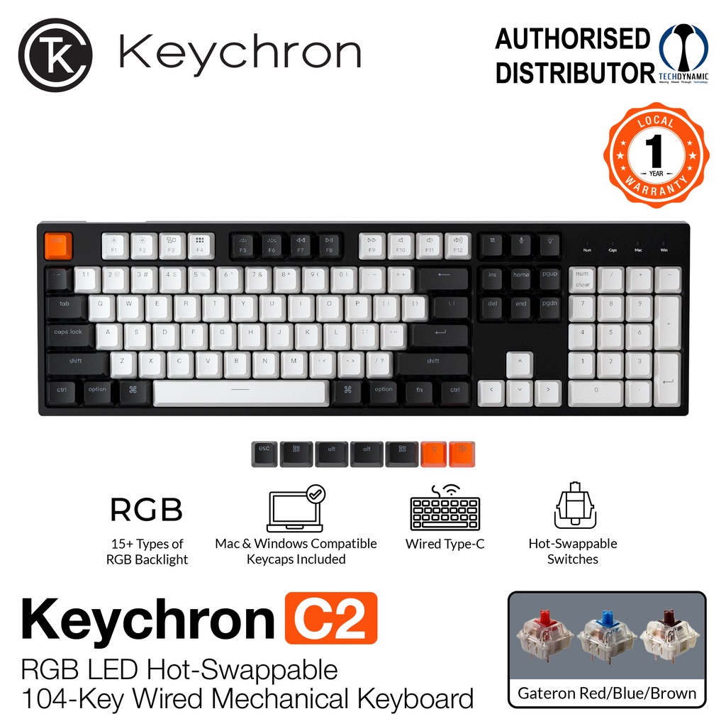 KEYCHRON C2 RGB / Non-Backlight Hot-Swappable Wired Mechanical Keyboard ...