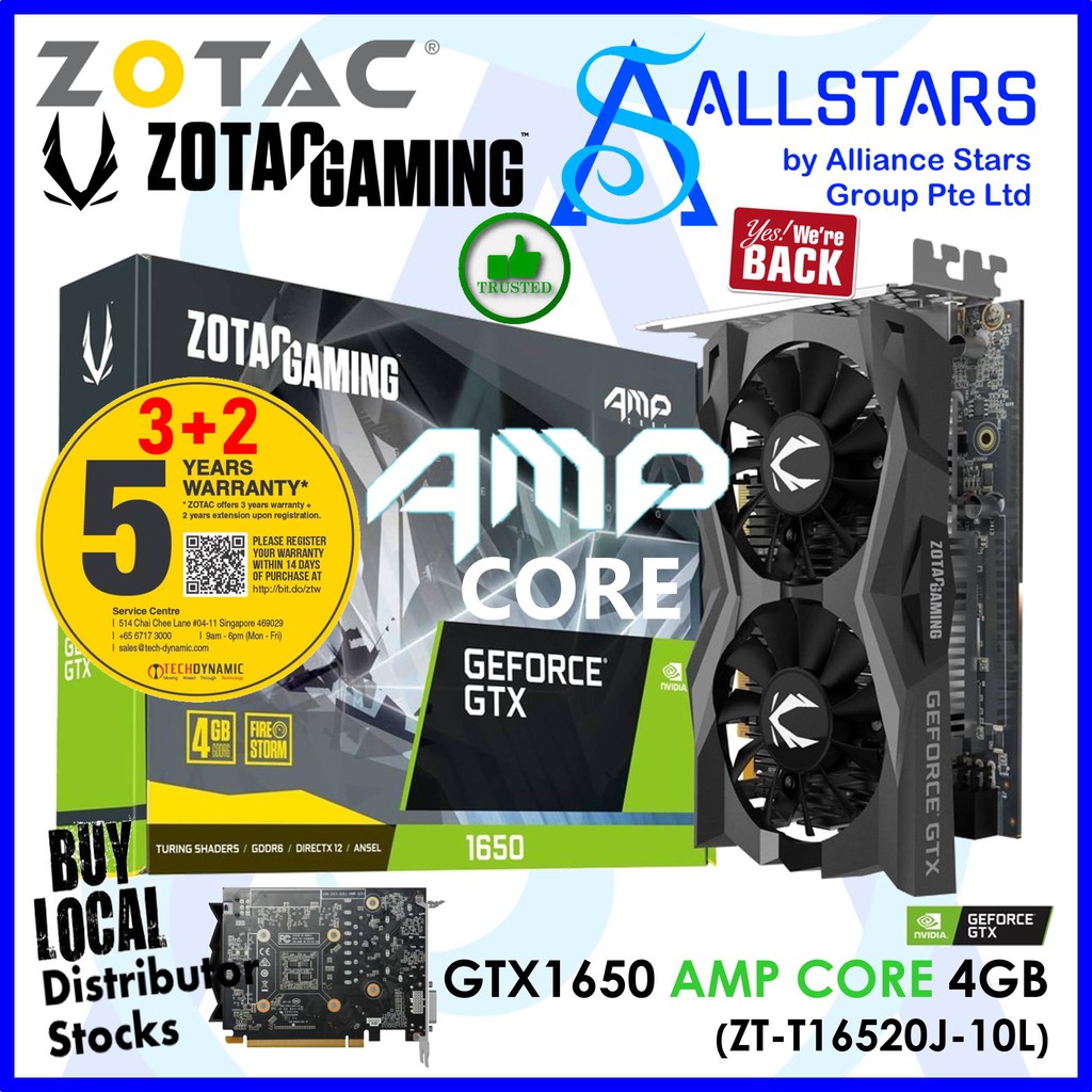 ZOTAC GTX 1650 / GTX1650 AMP CORE 4GB GDDR6 Gaming Graphics Card (ZT ...