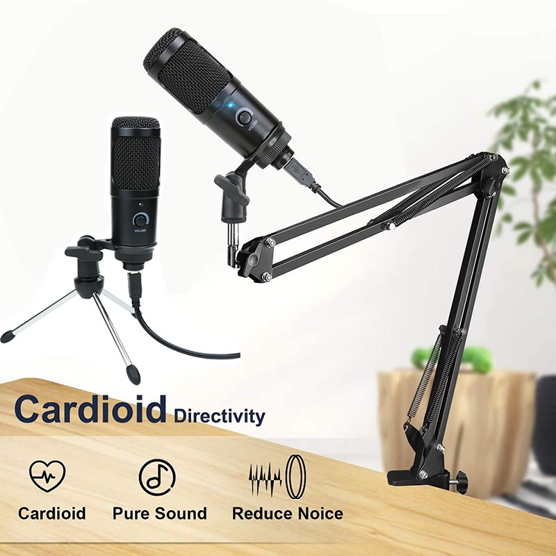 Microphone Condenser USB Microphone Studio Mic With Folding Stand ...