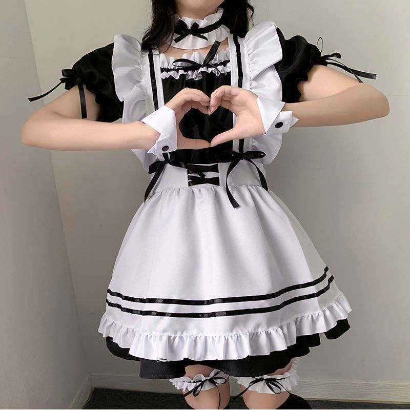 Maid outfit Japanese COS cute student dress big boss Lolita suit two-dimensional plus size clothing daily女仆装日系COS可爱学生连衣裙大佬洛丽塔套装二次元大码服装日常8.15