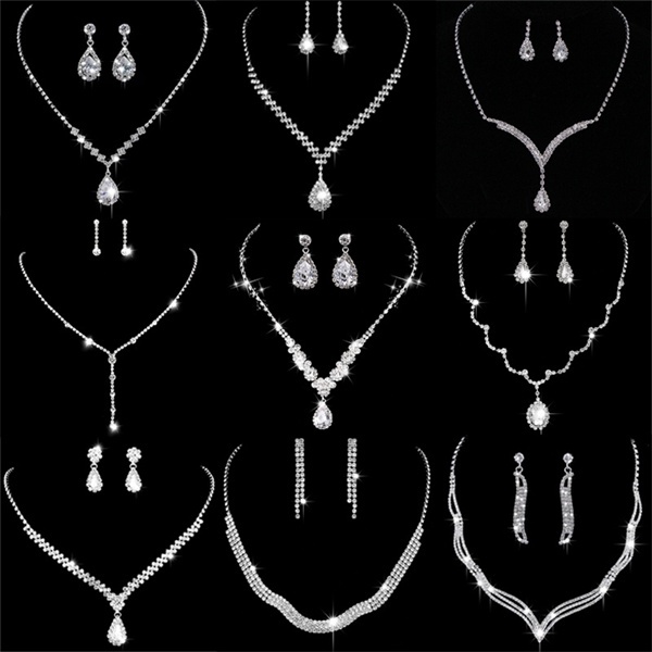 Wedding necklace hot sale and earrings