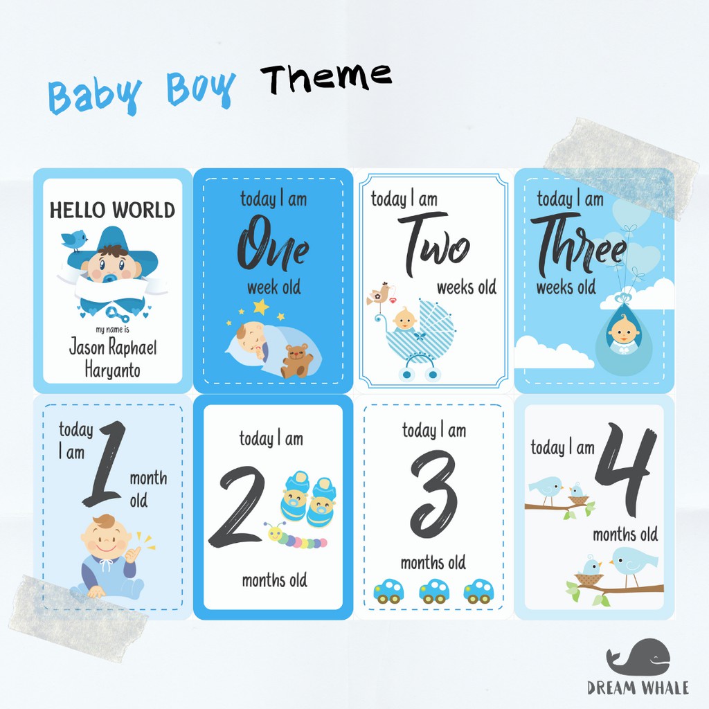 Set Of Baby Milestone Cards For Newborn Boy From Vector, 42% OFF