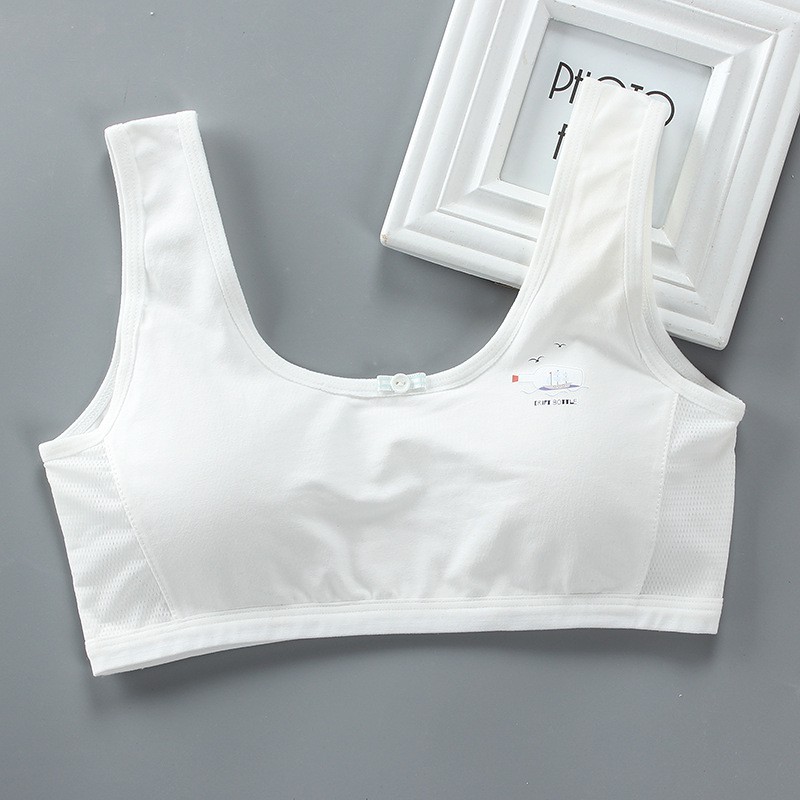Teenage Girl Training Bra Soft Double Layer Cotton Prevent Nipple ...