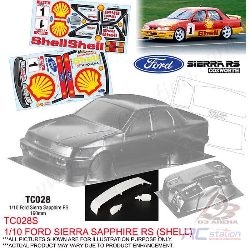 Team C Racing Clear Body Shell TC028 1/10 FORD SIERRA SAPPHIRE RS ...