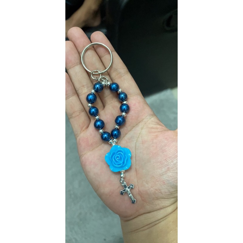 Flower Keychain Rosary Dark Blue | Shopee Singapore