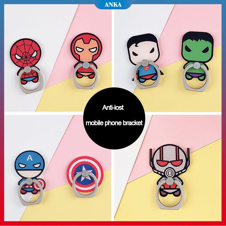 Multifunctional universal Marvel's The Avengers creative mobile phone metal ring buckle cartoon lazy mobile phone holder paste anti-lost