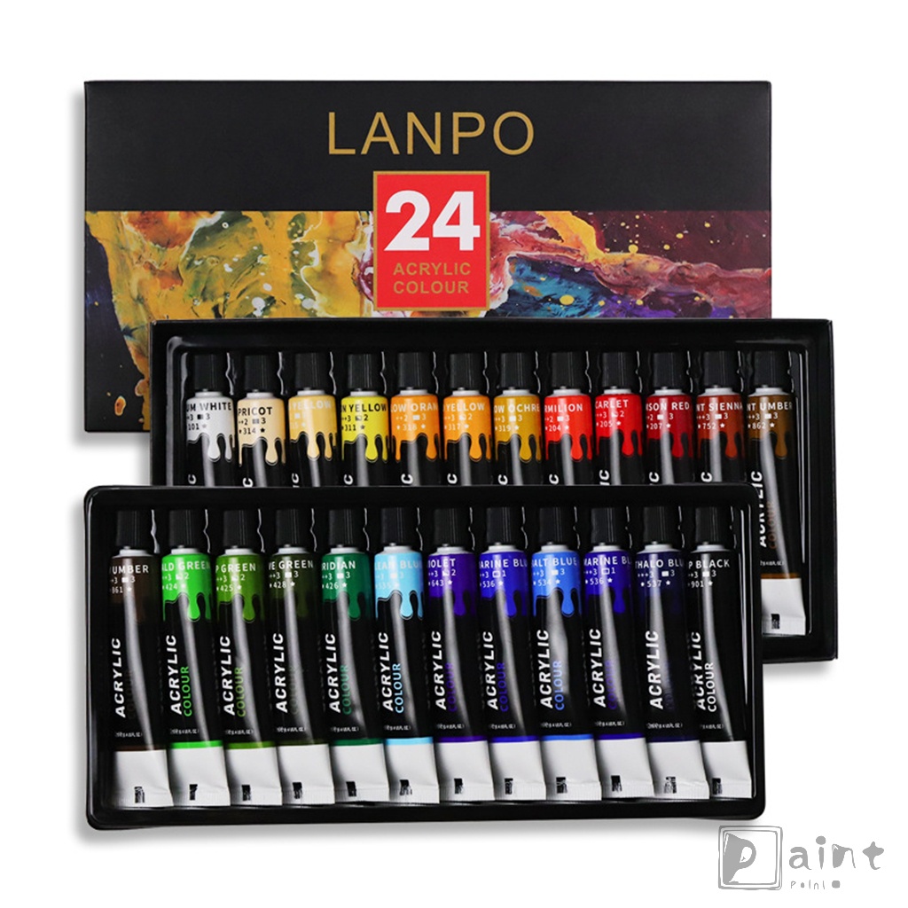 Acrylic Paint Set 12 24 Colours 12ml Hand Painted Wall Painting Textile ...