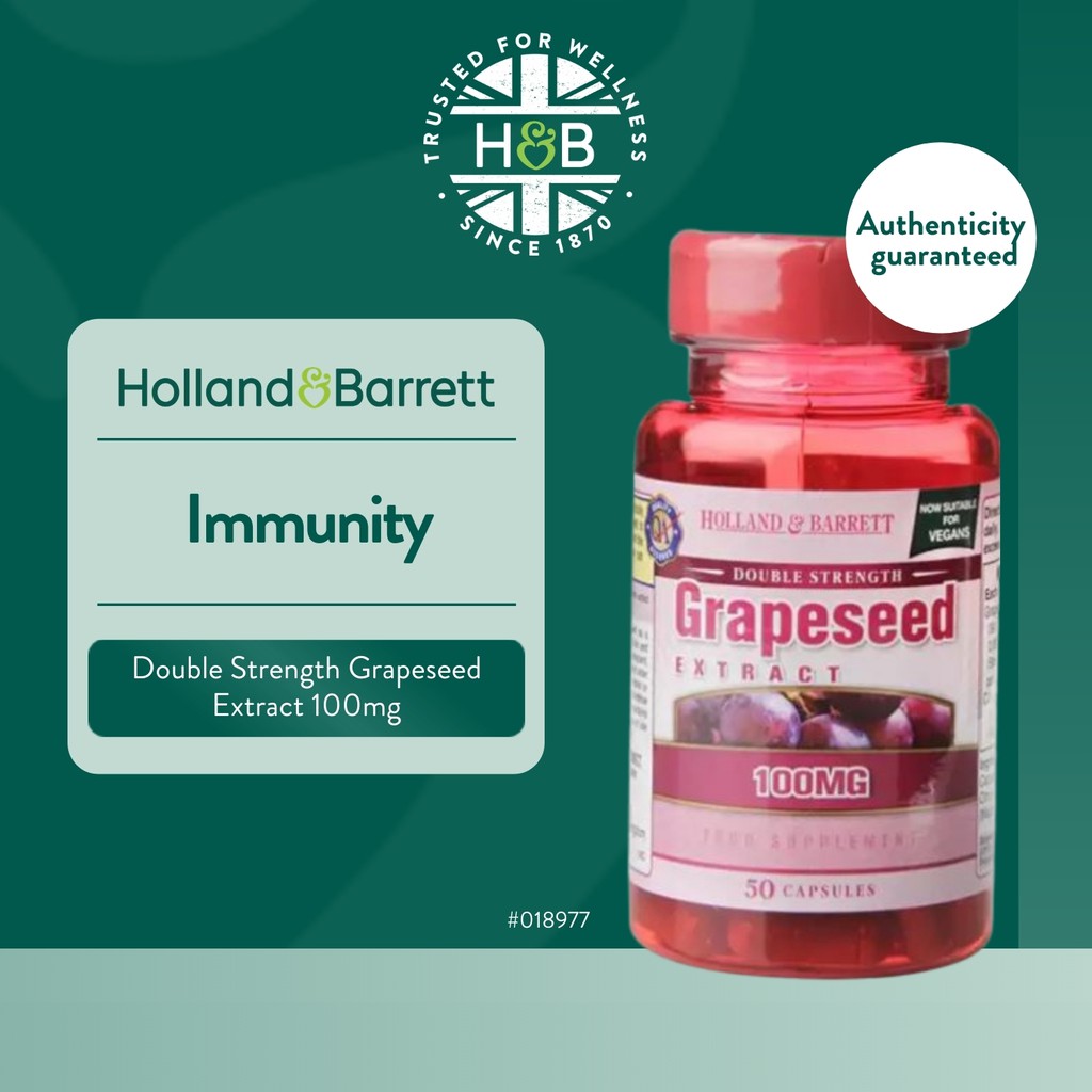 Holland & Barrett Double Strength Grapeseed Extract 100mg 50 Capsules