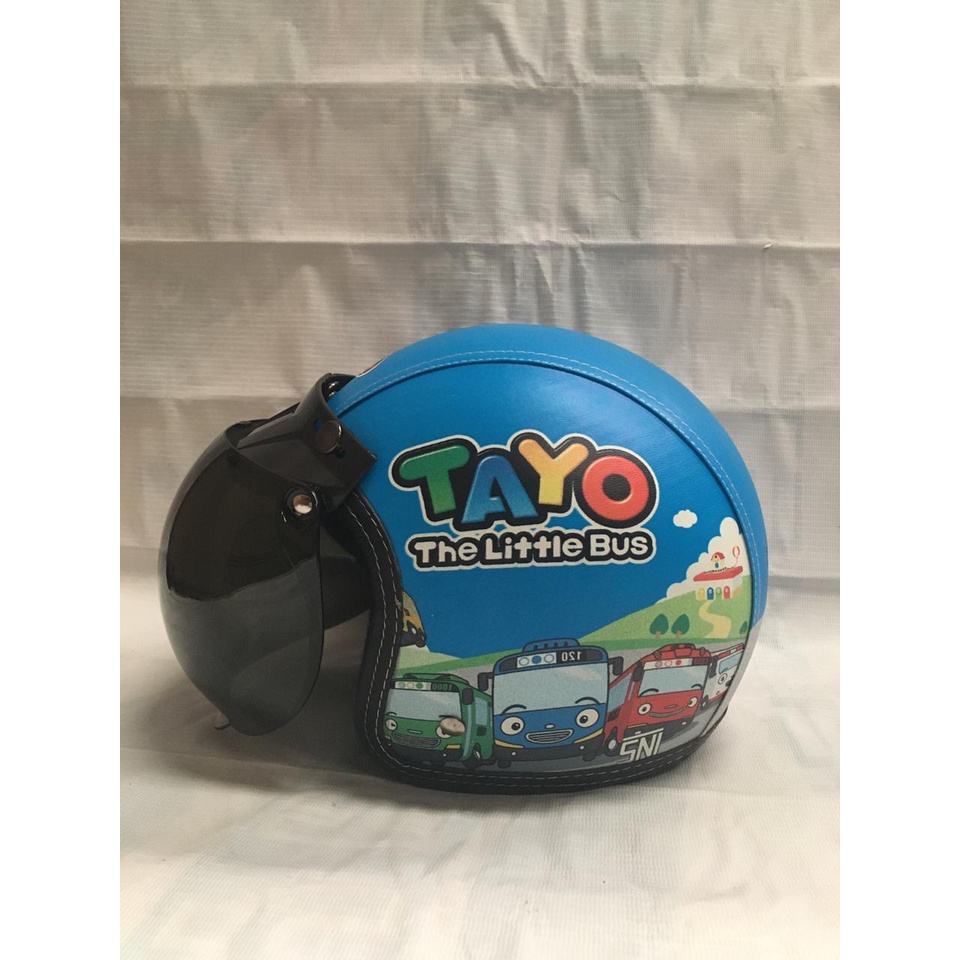 Helm Bogo/helm Anak SNI full kulit motif mobil bus lucu(3-6 thn) free kaca - Gambar 2